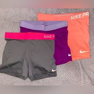 Set of 3 Nike Pro Running Shorts Dri-Fit